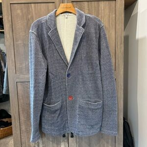 32 Bar Blues Men's Small Cotton Knit Sport Coat Denim Blue Blazer